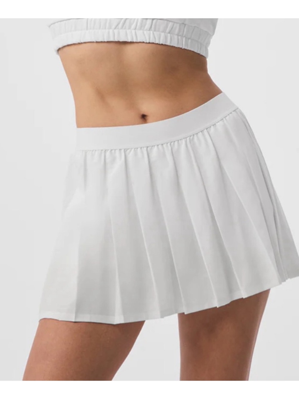 ALO Yoga White Pleated Skater Tennis Skirt